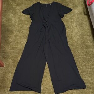Halogen Black Twist-Front Wide-Leg Jumpsuit